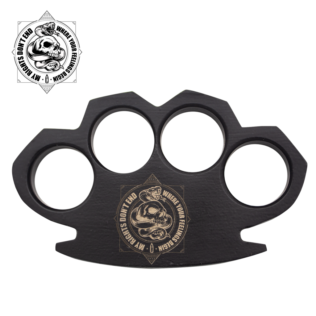 Solid Heavy Duty Black Brass Knuckles MY RIGHTS DON'T END WHERE YOUR FEELINGS BEGIN We have the largest selection of Brass Knuckles in Indiana with the lowest prices! Get YOUR BRASS Knuckle Dusters TODAY! Our Knuckle's range in price from $5 up $100. Our selection of collectible knuckles are raising the bar of what a brass knuckle can look like. 