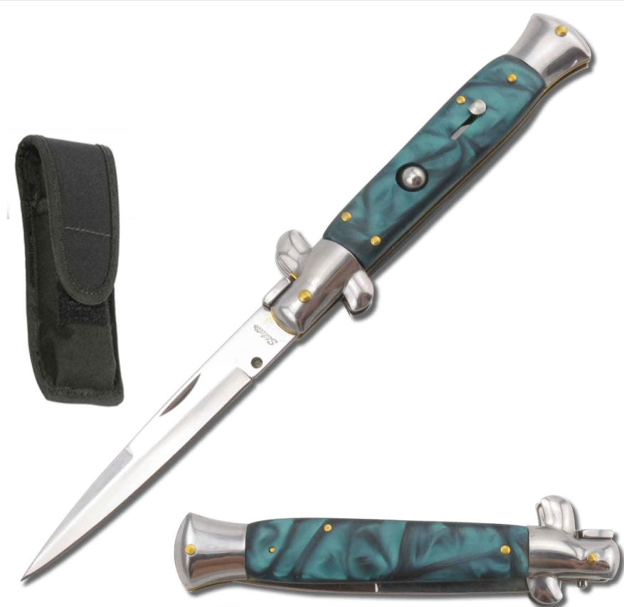 Green Switchblade with Case 