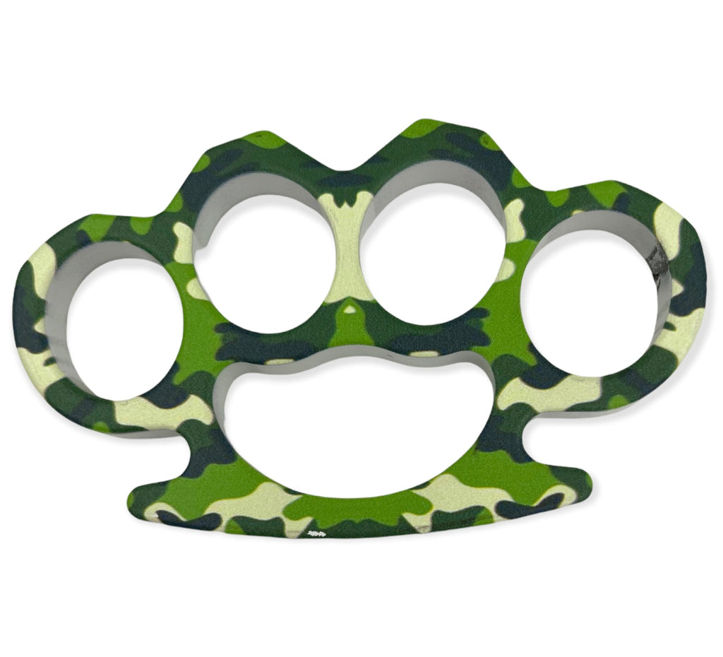 Heavy Duty Solid Steel Knuckle Duster Brass Knuckle - Camo - AnyTime Blades