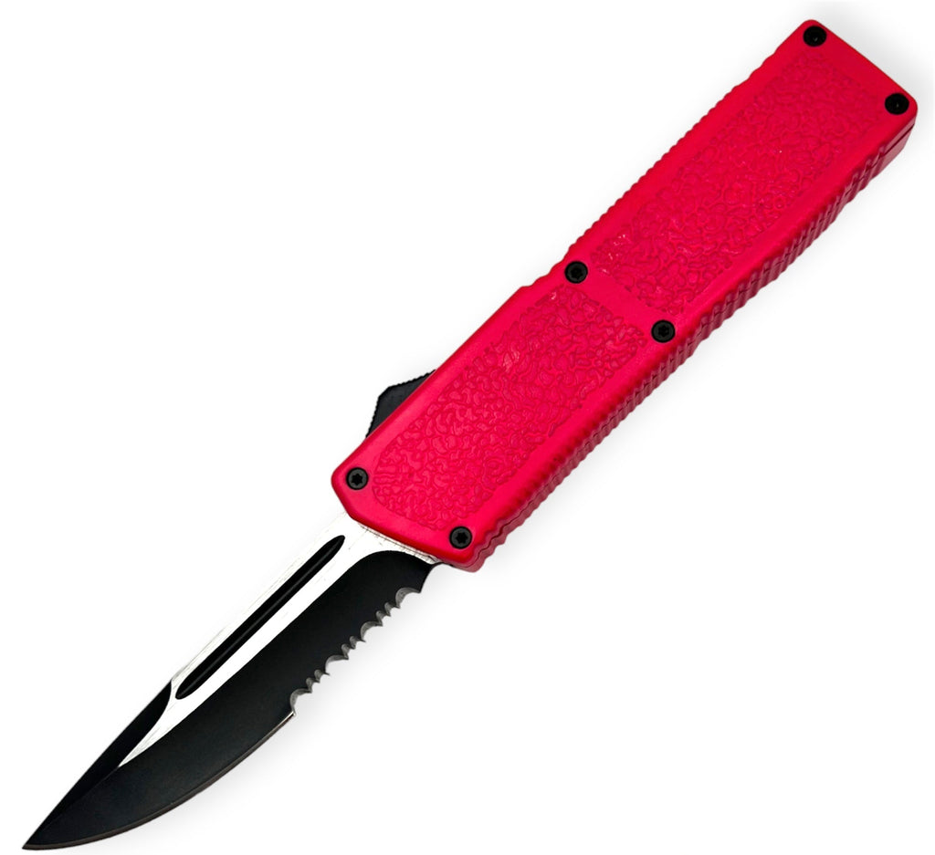 8" Serrated Drop Point Blade Lightning OTF - AnyTime Blades