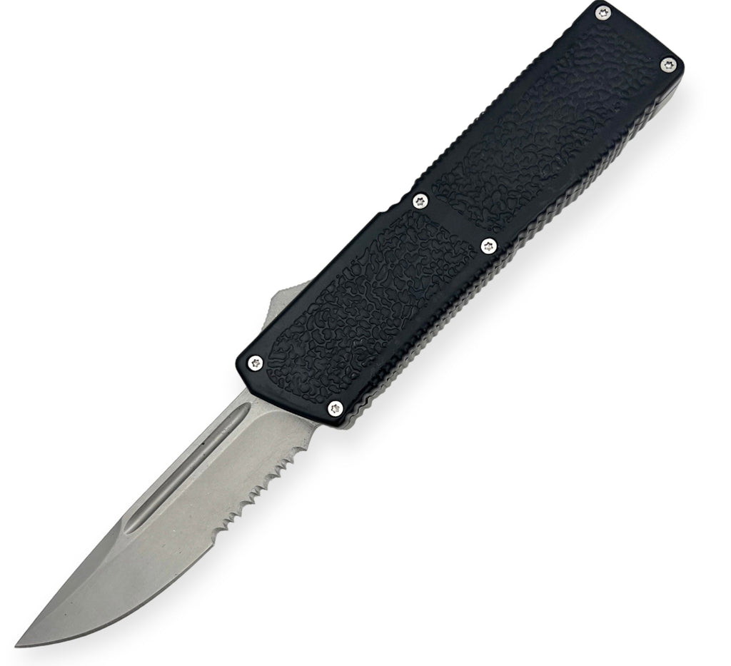 8" Serrated Drop Point Blade Lightning OTF - AnyTime Blades