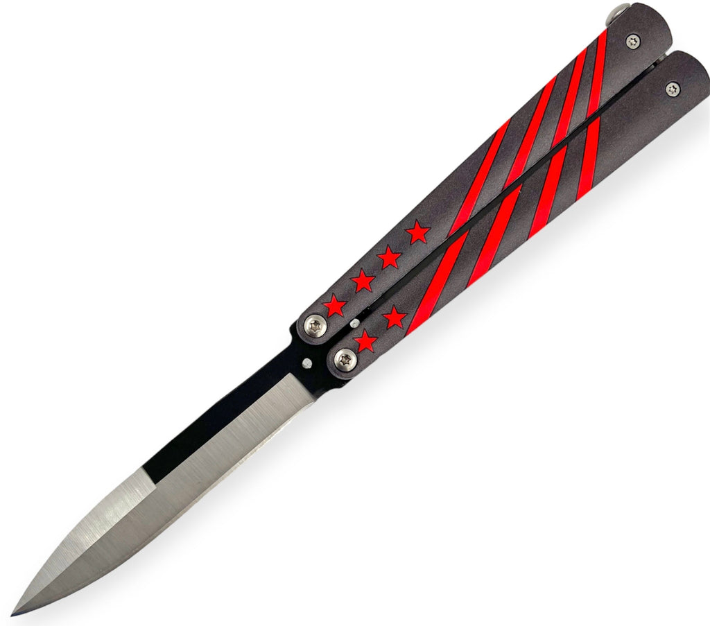 9" Stars and Stripes Butterfly Knife - Balisong - AnyTime Blades