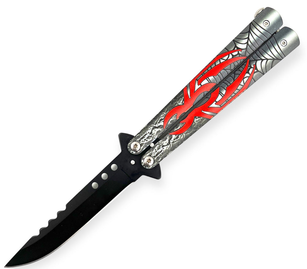 9" Spider Butterfly Knife - Red - AnyTime Blades
