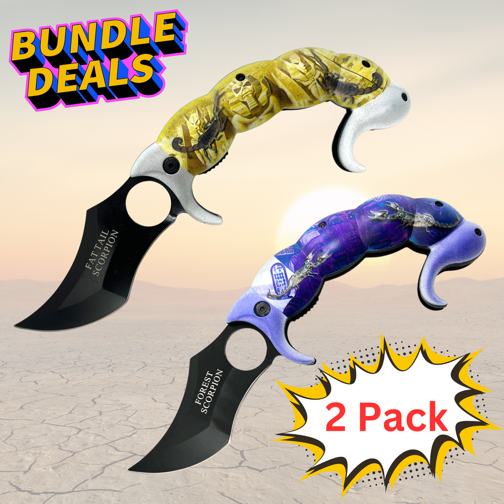 2 Pack Scorpion Knives- Anytime blades has the best selection of knives, self-defense items and more. Mystery boxes, balisongs, brass knuckles . Knife sets 