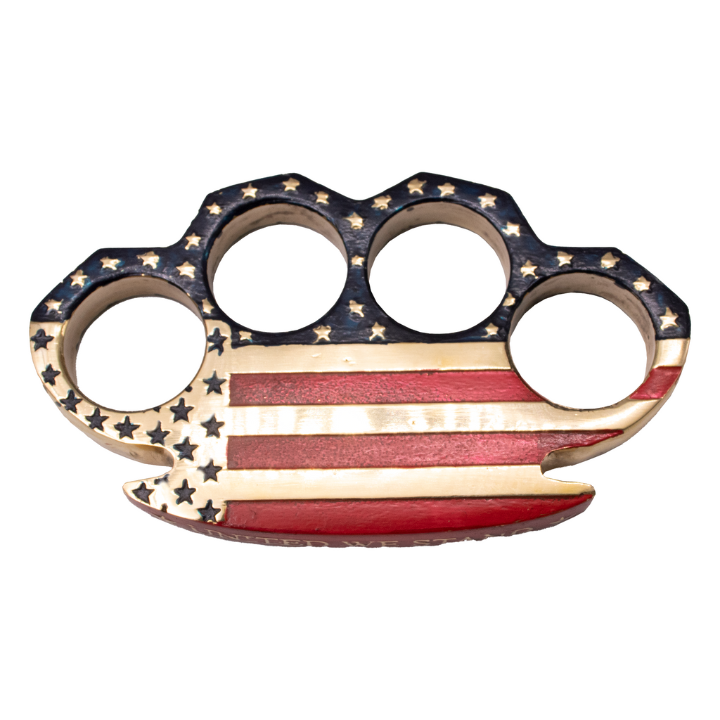 American Flag Full Color Heavy Duty Brass Knuckle Paperweight - AnyTime Blades