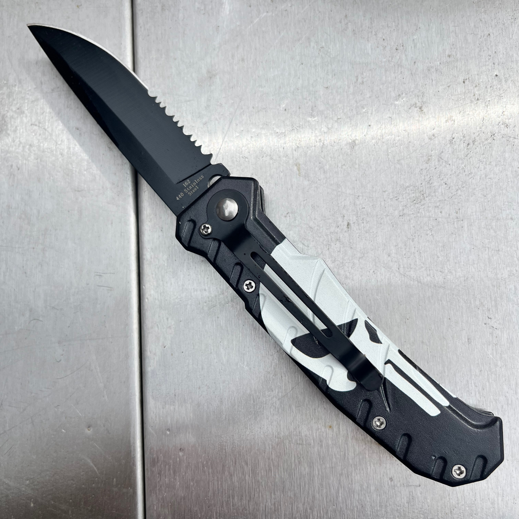Black Switchblade 440 stainless steel with pocket clip