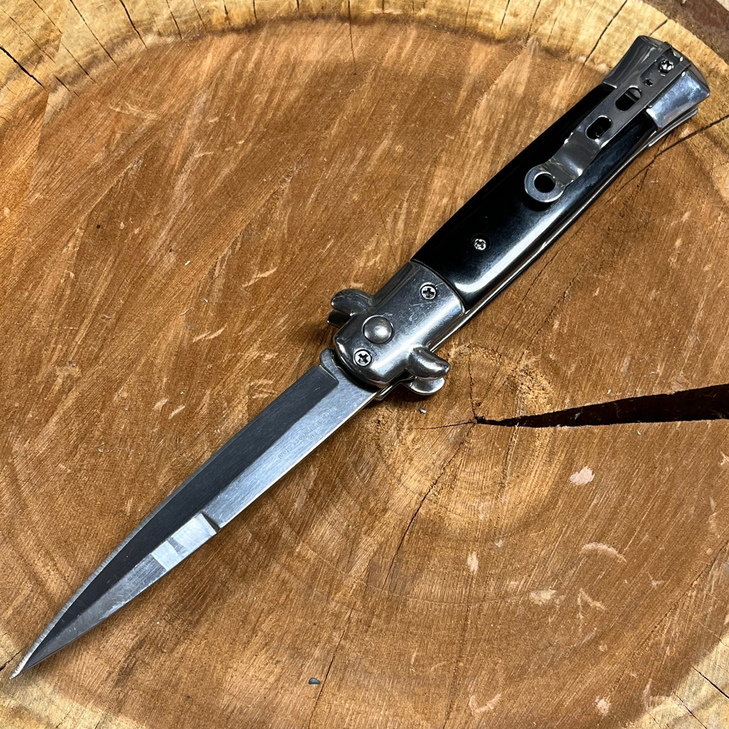 Black Automatic Switchblade Stiletto Knife - Push Button Knives ...