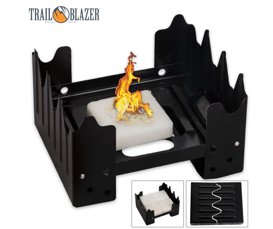 Trailblazer Folding Pocket Stove Eight Wax Fuel Cubes included - AnyTime Blades