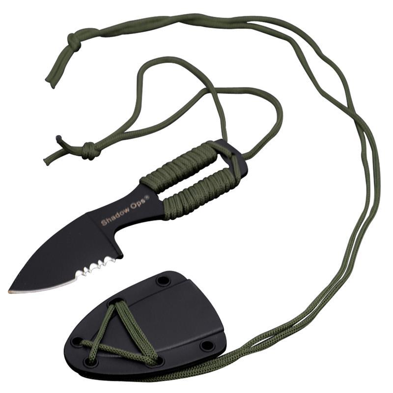 6" Shadow Ops® Tactical Duty Military Neck Knife with Green Paracord - AnyTime Blades