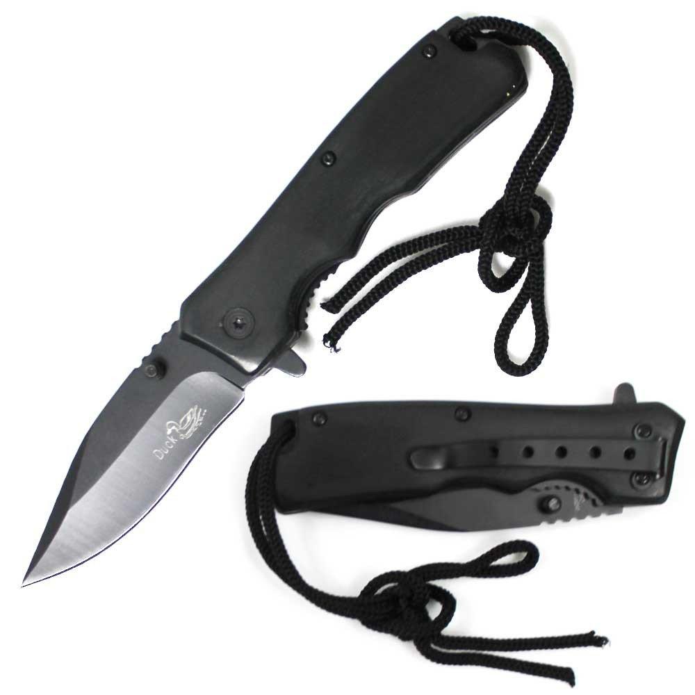 7.5" Assisted Open Tactical Pocket Knife Black Rose Wood Handle and Black Blade - AnyTime Blades