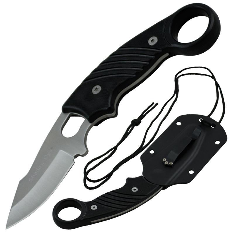 7.5" Shadow Ops Tactical Fixed Blade Knife Drop Point Blade Black Handle - AnyTime Blades
