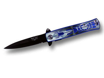 8" Stiletto Spring Assisted Pocket Knife with Dragon or Spider Handle - AnyTime Blades