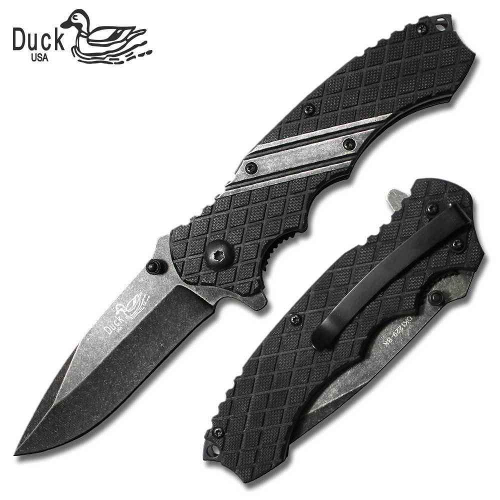 8" Tactical Assisted Open Pocket Knife with Black G10 Handle and Stone Wash Blade - AnyTime Blades