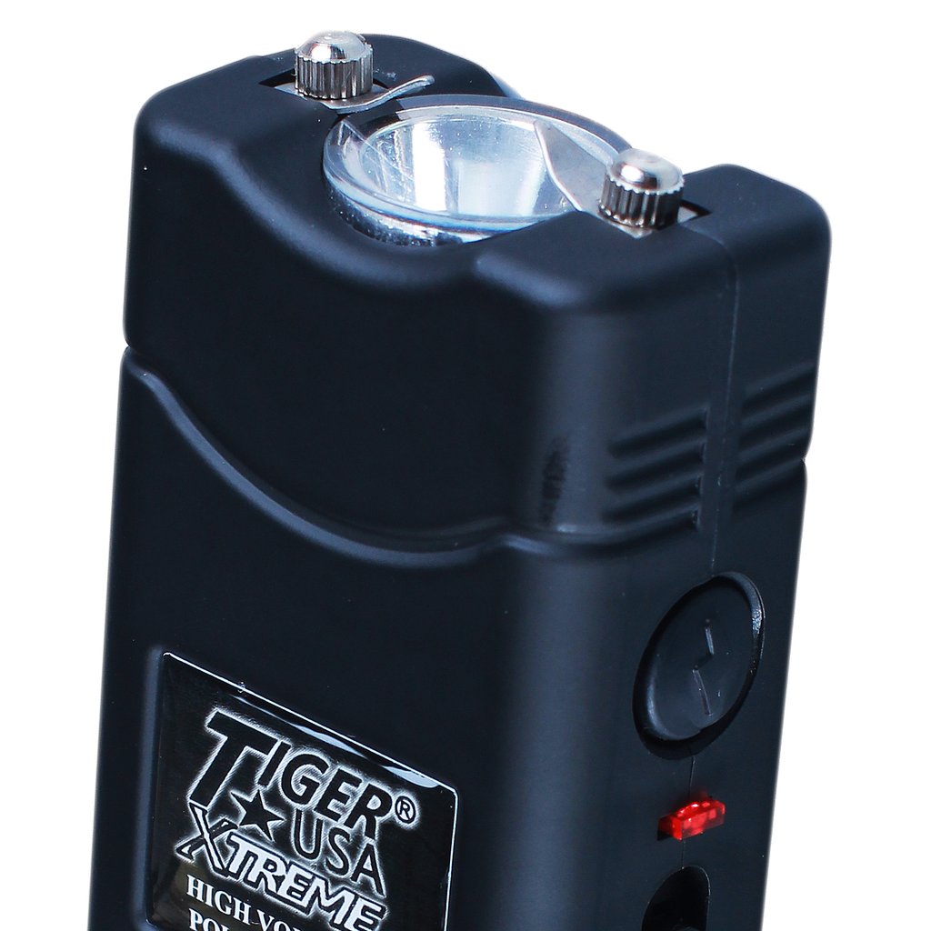 Black Small Quantum Tiger USA Xtreme Stun Gun 96V with Leather Case - AnyTime Blades