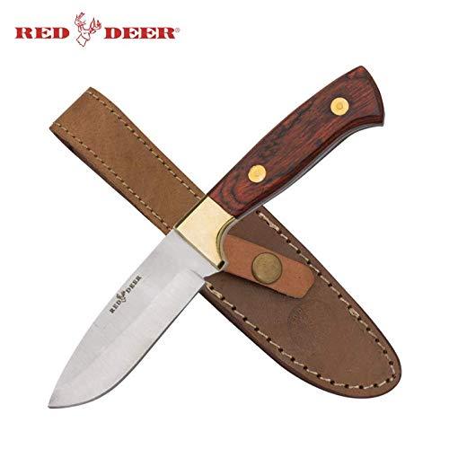 8.5" Red Deer Pakka Hunter Full Tang Drop Point Pakka Wood Hunting Knife - AnyTime Blades