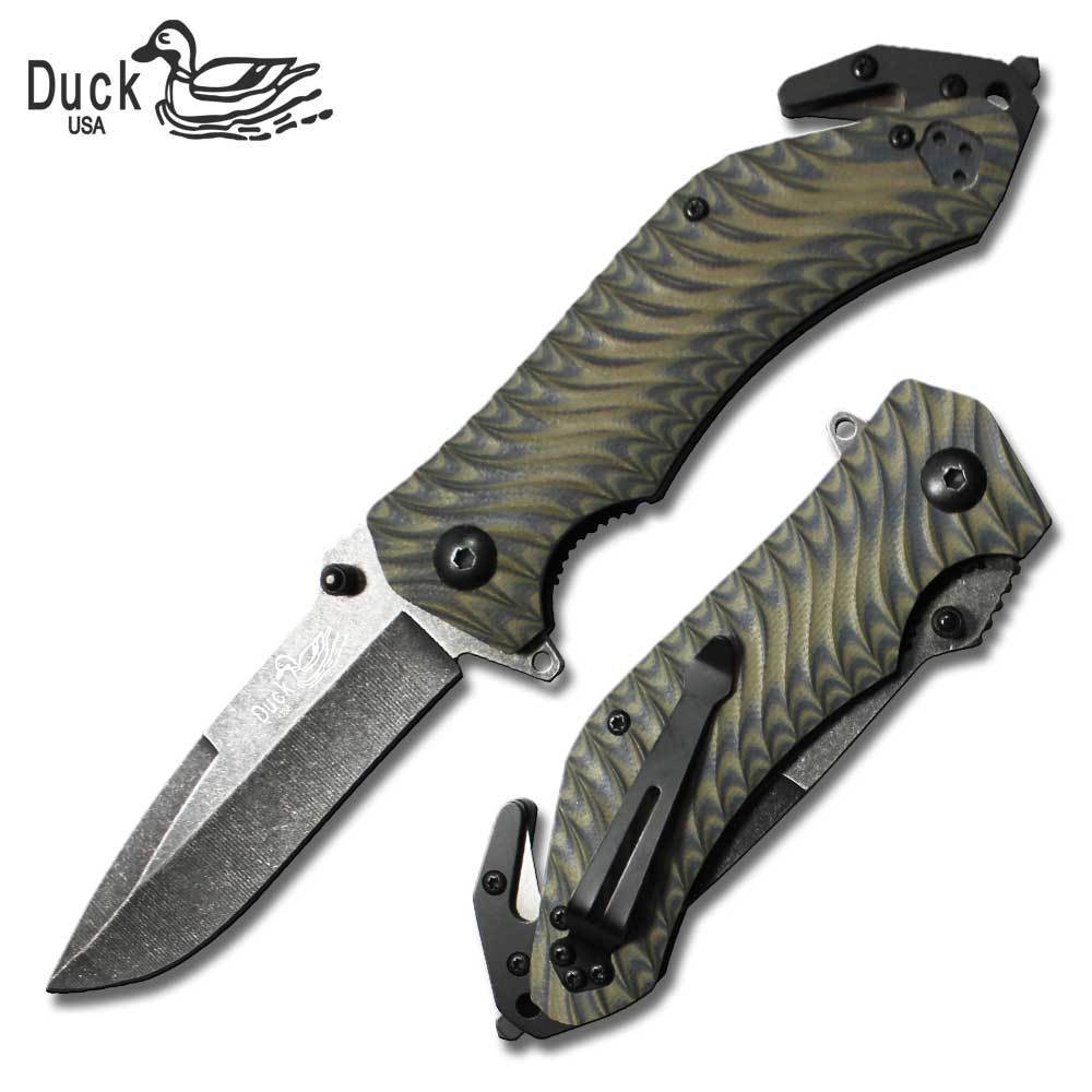 8.5" Tactical Assisted Open Rescue Pocket Knife with Gray Handle and Stone Wash Blade - AnyTime Blades