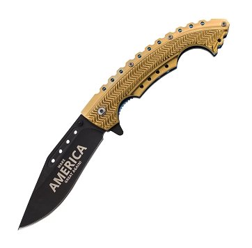 8.75" Trump "Make America Great Again" Bowie Style Assisted Opening Pocket Knife - AnyTime Blades