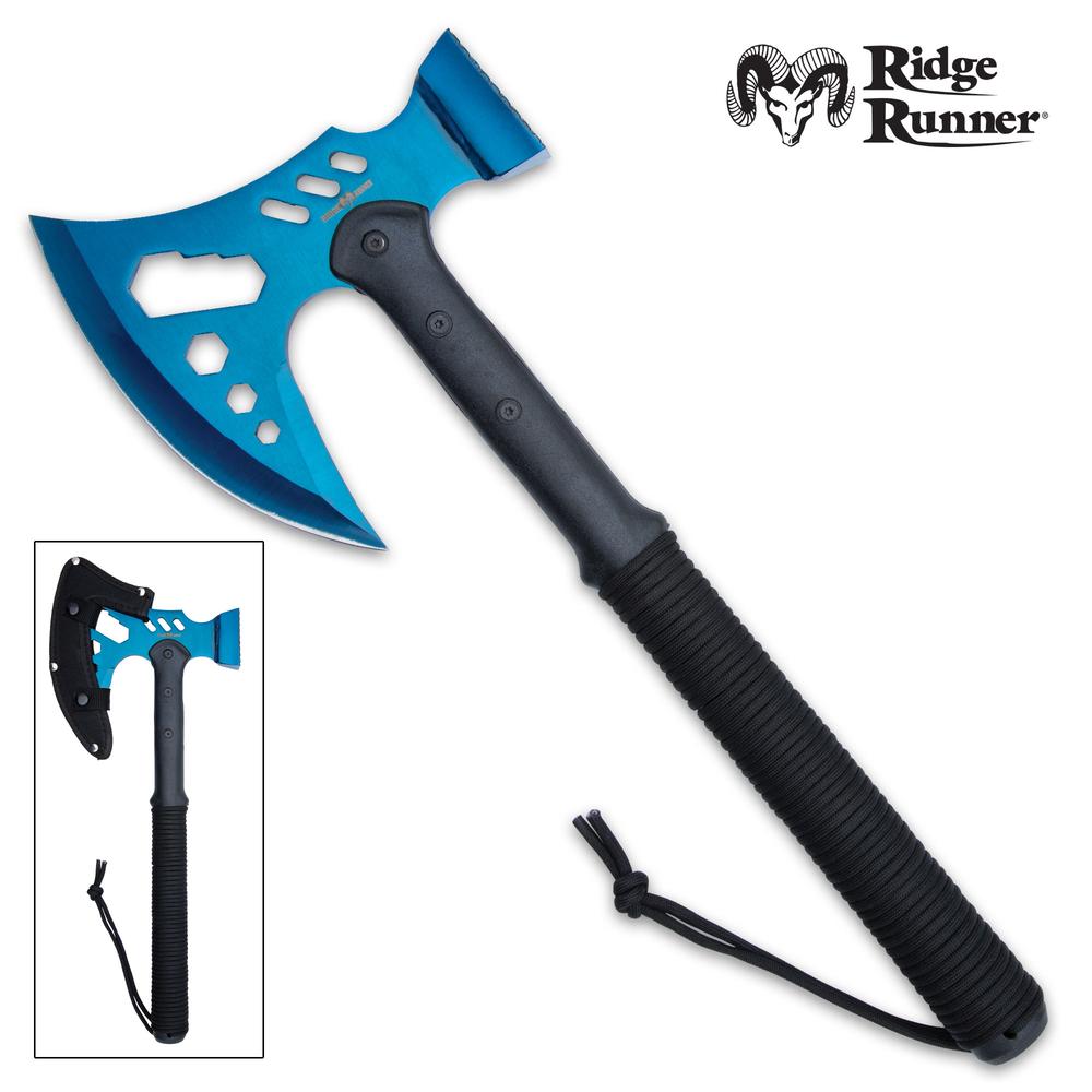 Ridge Runner Blue Tactical Multi-Tool Hammer And Axe With Sheath - AnyTime Blades