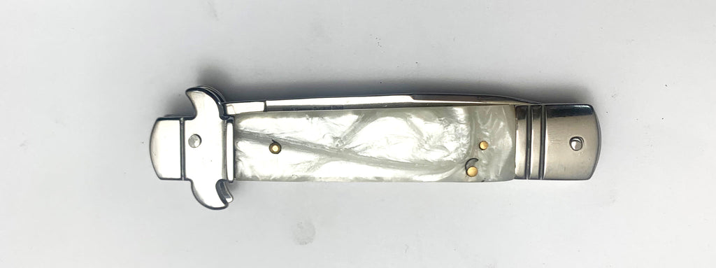 7.5" White Pearl Automatic Knife - AnyTime Blades