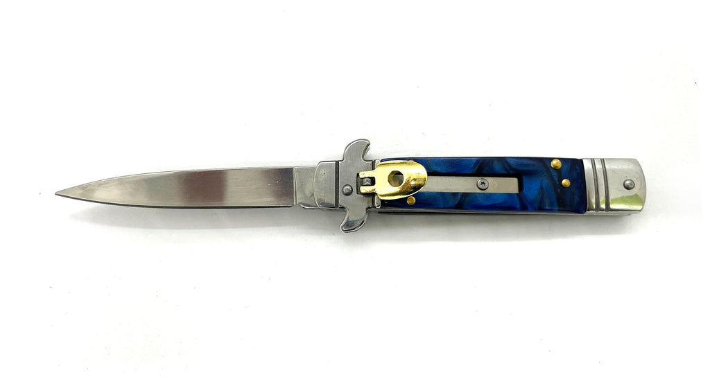 7.5" Blue Pearl Automatic Knife - AnyTime Blades