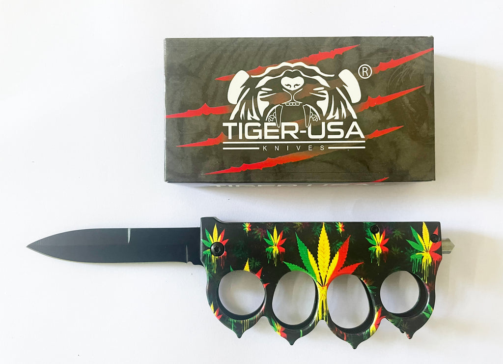 Rasta Leaf Folding Trench Knife - AnyTime Blades