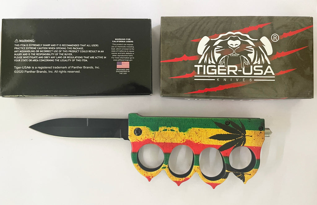 Rasta Leaf Folding Trench Knife - AnyTime Blades