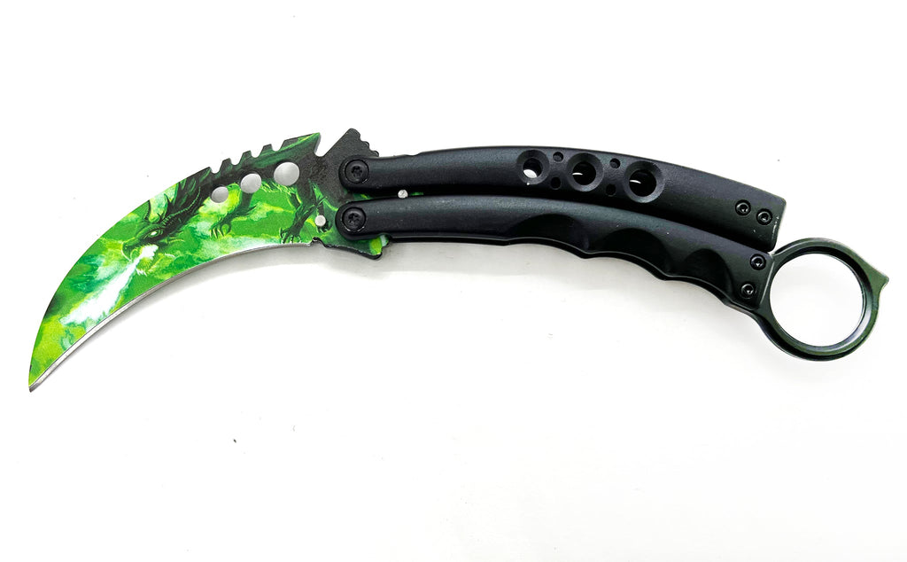 8.5" Butterfly Karambit - Dragon - AnyTime Blades