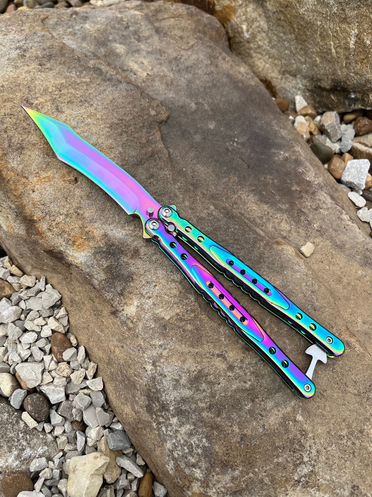 Butterfly Knife Balisong Solid Stainless Handle - AnyTime Blades