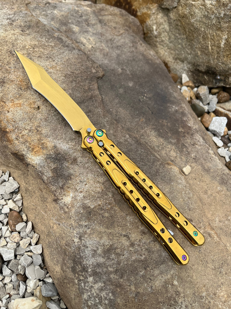 Butterfly Knife Balisong Solid Stainless Handle - AnyTime Blades