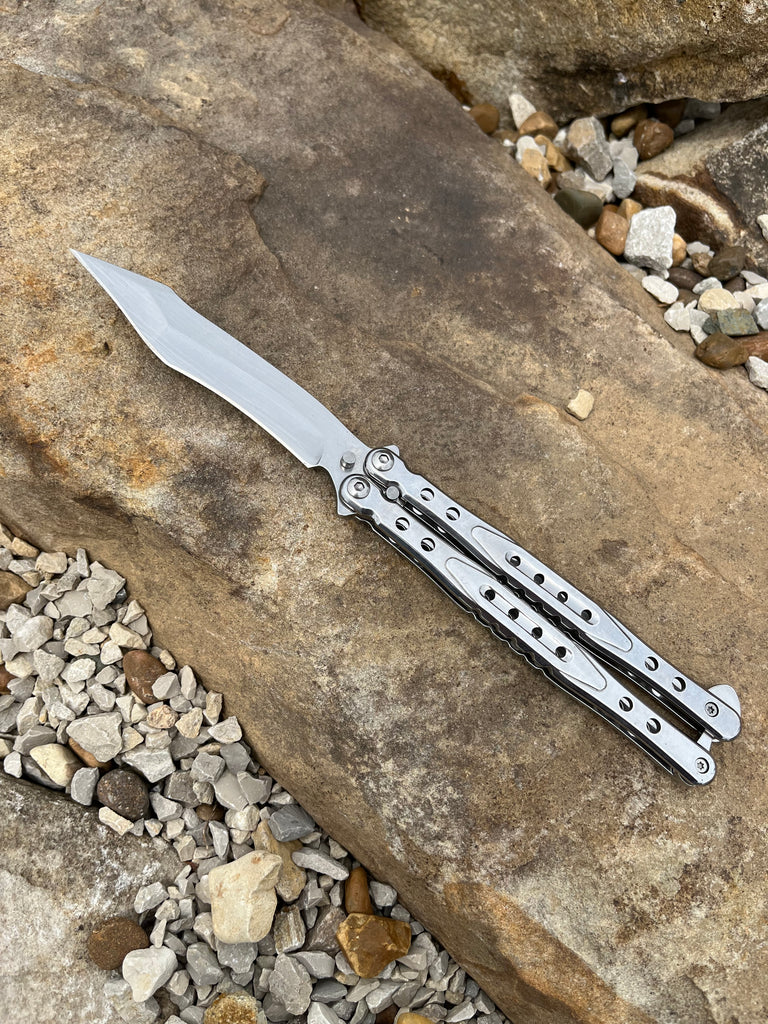 Butterfly Knife Balisong Solid Stainless Handle - AnyTime Blades