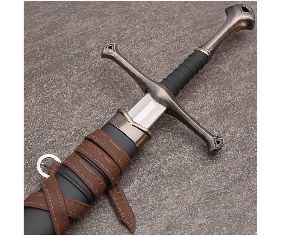 Warrior Short Broadsword With Black Sheath - Double-Edged Sharp Blade - 22 1/2” Length - AnyTime Blades