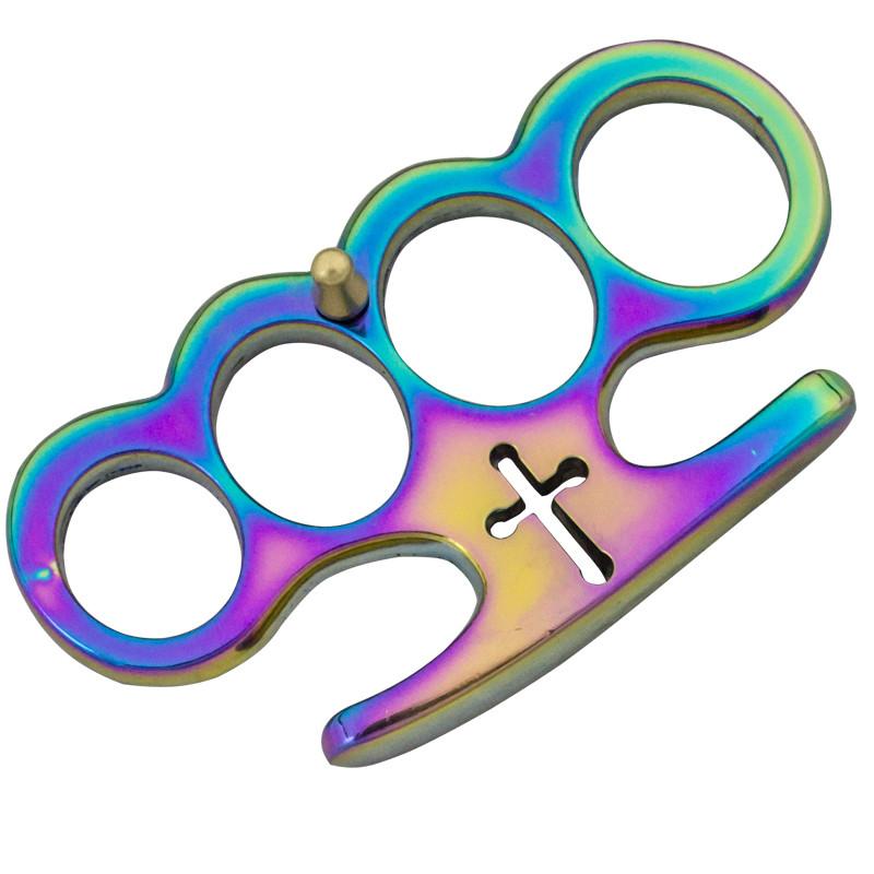 Solid Steel Knuckle Duster Brass Knuckle Cardinal Revenge - Rainbow - AnyTime Blades