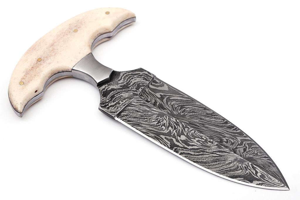 Full Tang Push Dagger Damascus Steel Hunting Knife W/ Sheath - AnyTime Blades