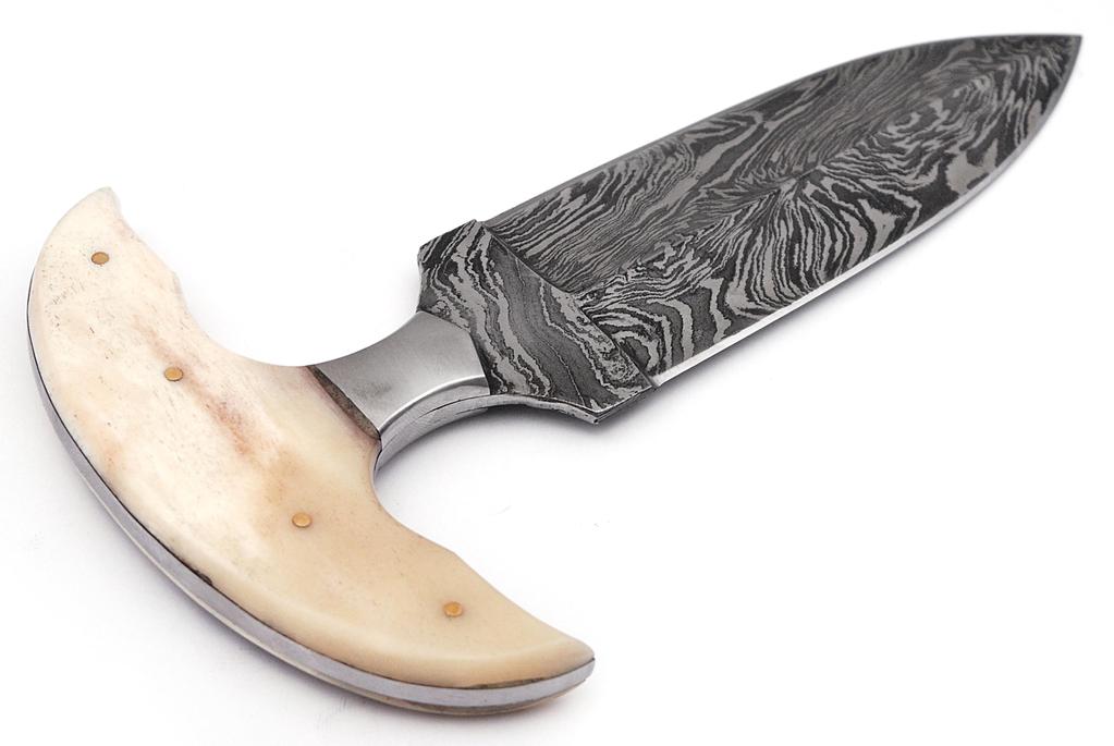 Full Tang Push Dagger Damascus Steel Hunting Knife W/ Sheath - AnyTime Blades