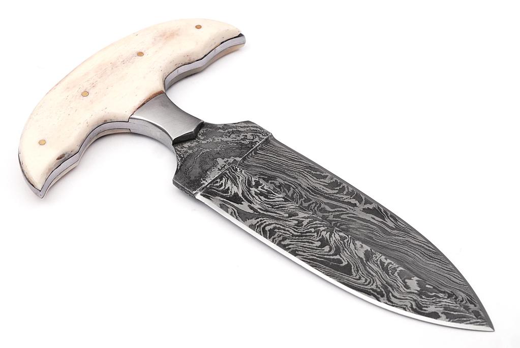 Full Tang Push Dagger Damascus Steel Hunting Knife W/ Sheath - AnyTime Blades