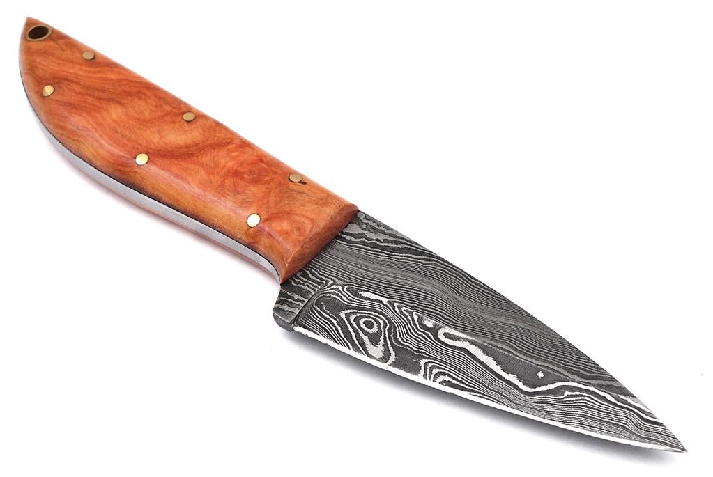 Full Tang Drop Point Damascus Steel Hunting Knife W/ Sheath - AnyTime Blades