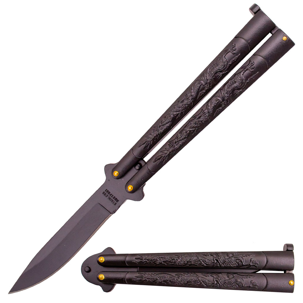 Dragon Butterfly Knife Black - AnyTime Blades