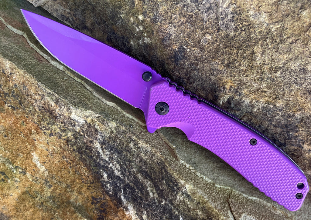 Tiger USA SJ-1016-PP Spring Assisted Knife - Purple - AnyTime Blades
