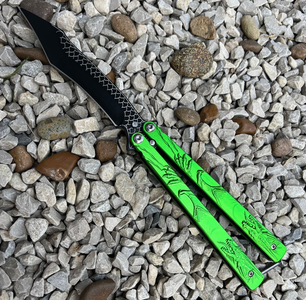 Dragon Butterfly Knife Green - AnyTime Blades