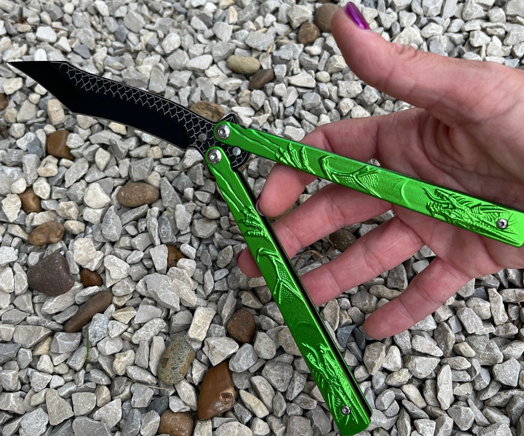 Dragon Butterfly Knife Green - AnyTime Blades