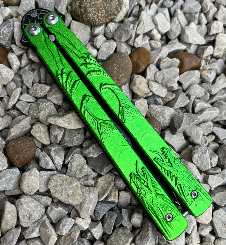 Dragon Butterfly Knife Green - AnyTime Blades