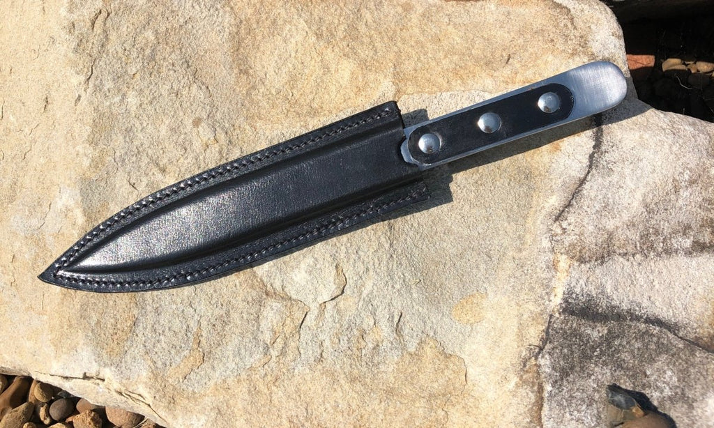 10 inch Throwing Knife Dagger with Real Black Leather Sheath - AnyTime Blades