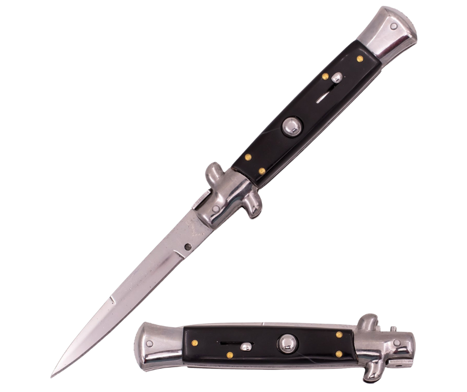 8.65 inch Automatic Stiletto Switchblade Black - AnyTime Blades