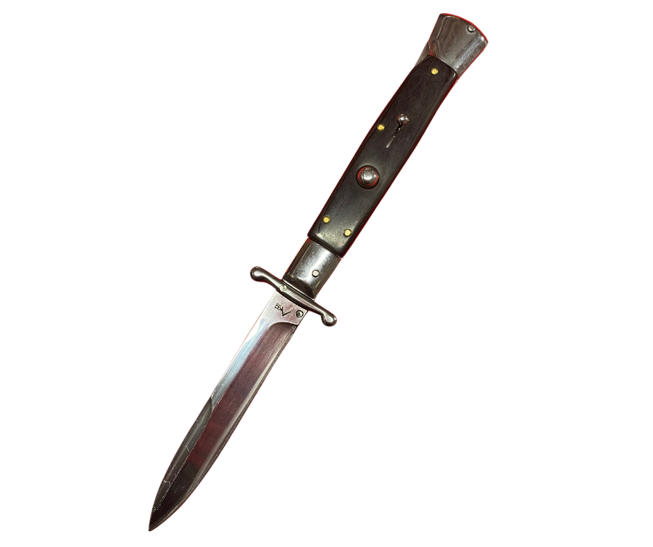 9.6 Inch Fully Automatic Stiletto Switchblade Black Wood Design - AnyTime Blades