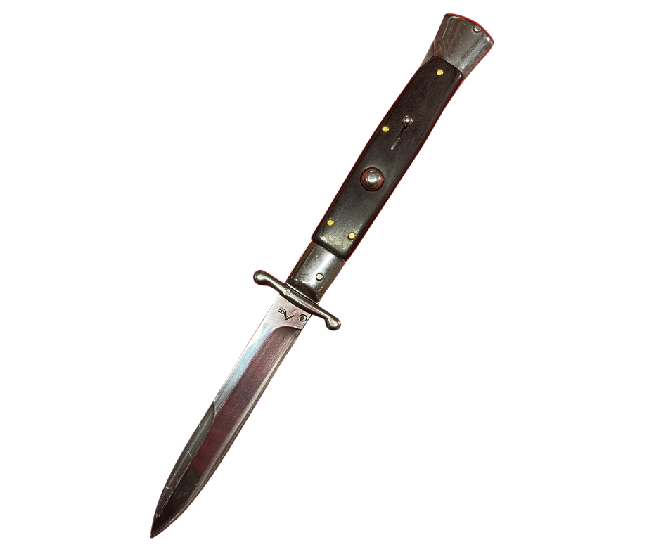 9.6 Inch Fully Automatic Stiletto Switchblade Black Wood Design ...