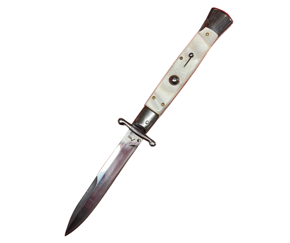 9.6 Inch Fully Automatic Stiletto Switchblade White Pearl - AnyTime Blades