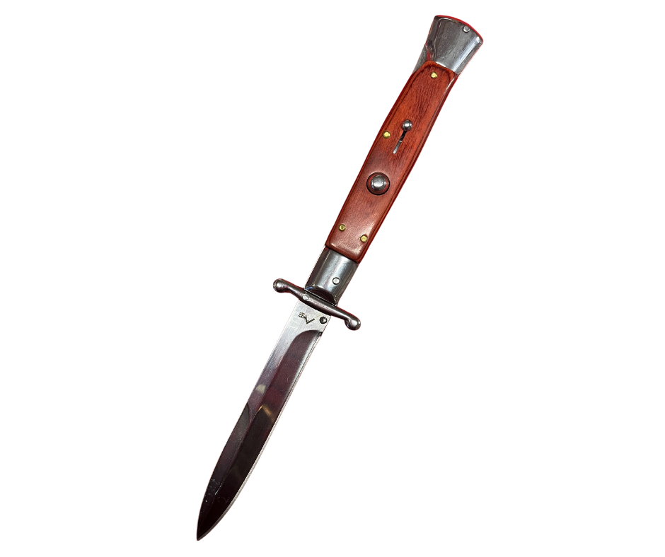 9.6 Inch Fully Automatic Stiletto Switchblade Wood Design - AnyTime Blades