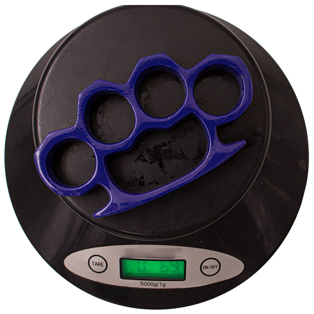 Blue 6.9oz Solid Carbon Steel Brass Knuckles - AnyTime Blades