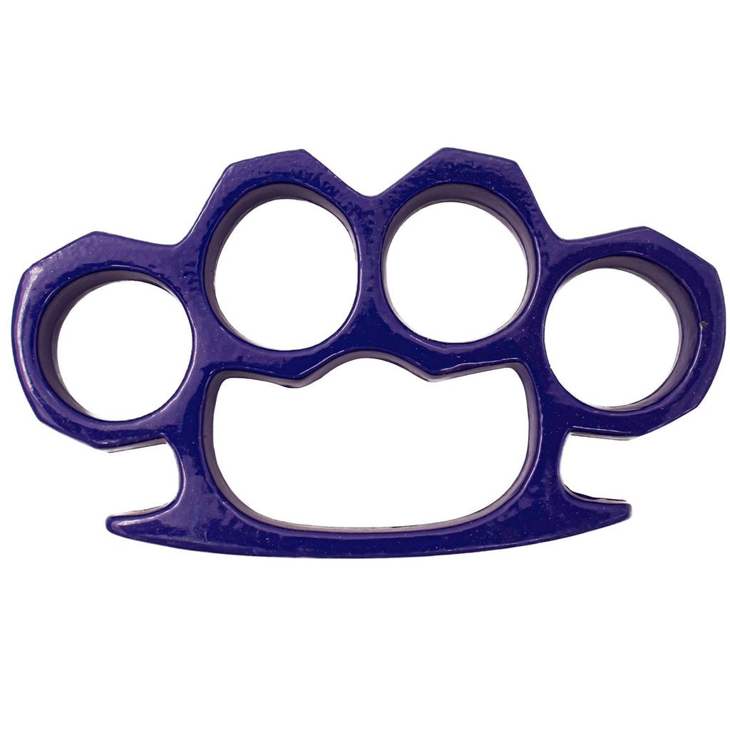 Blue 6.9oz Solid Carbon Steel Brass Knuckles - AnyTime Blades