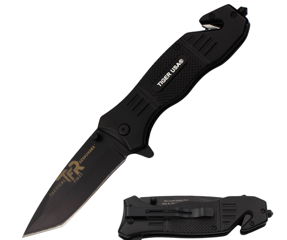 Tiger-USA Tactical First Responder Spring Assisted Rescue Knife - AnyTime Blades